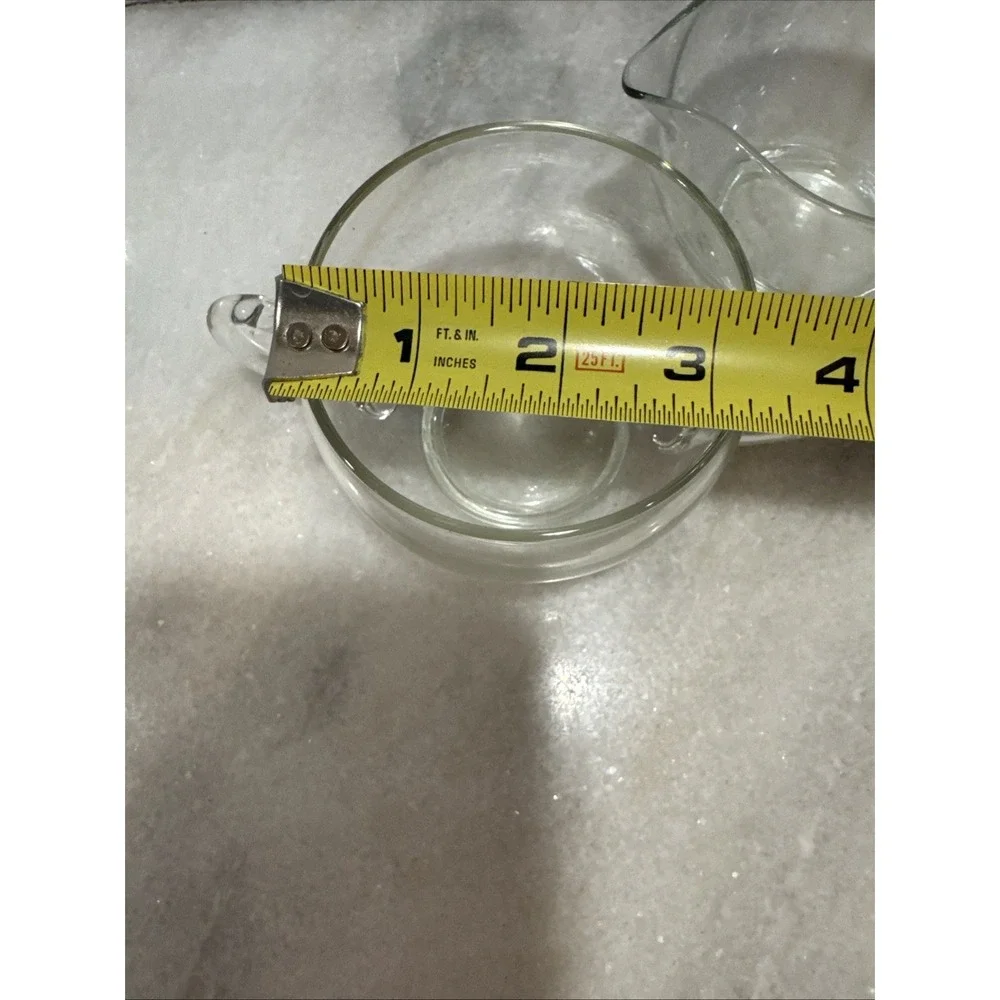 Vintage Hand Blown‎ Clear Glass Cream And Sugar Set OLA002